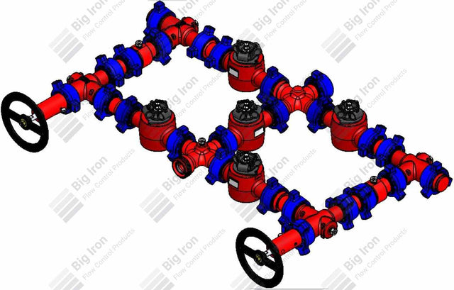 Manifold 2” Fig 1502 5 Plug Valve Dual Stage W/2 Adjustables-2 Positives 15000 Psi Std Service