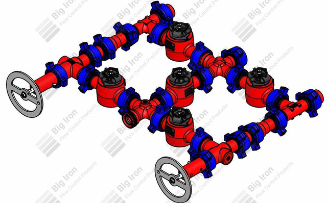 Manifold 2” Fig 1502 5 Plug Valve Single Stage W/2 Adjustables 15000 Psi Stdr Service